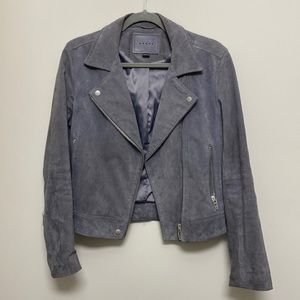 BlankNYC Real suede Moto Jacket in French Grey